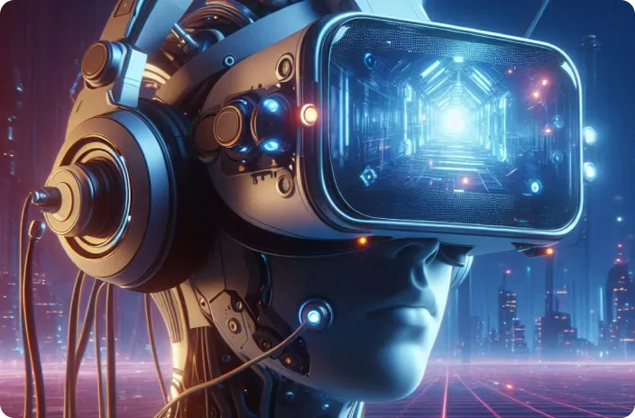 Personnage artificiel portant un casque de réalité
                        virtuelle