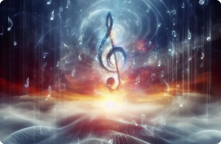 Note de musique dans un monde virtuel