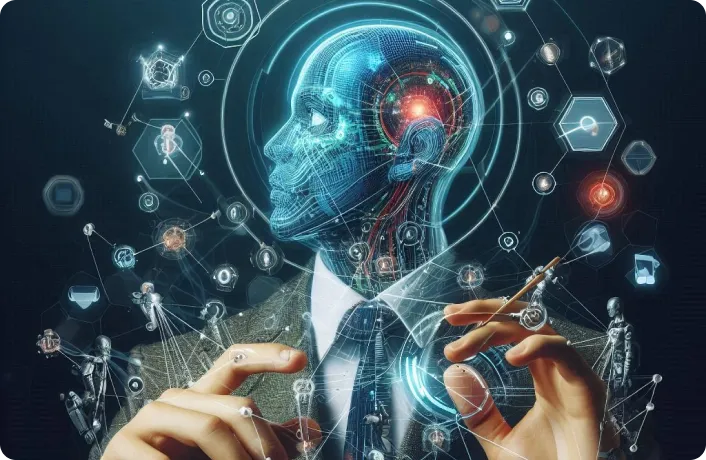 Personnage à moitié humain, à moitié robot